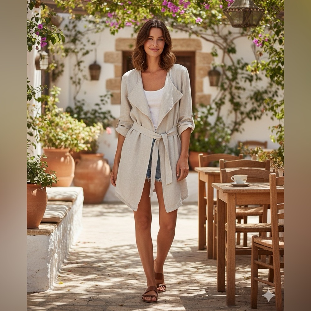 Alessia Pacini 100 Linen Open Front Cardigan size‎ Small